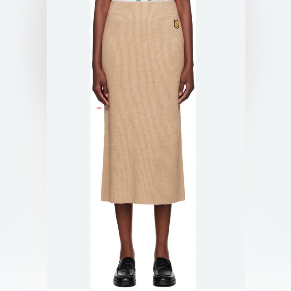 Madison Kitsune Beige Bold Fox Head Maxi Skirt NWT